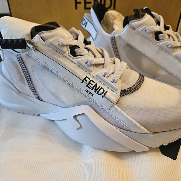 Fendi Flow Cream nylon and suede low-tops - Size 39 - Picture 4 of 10